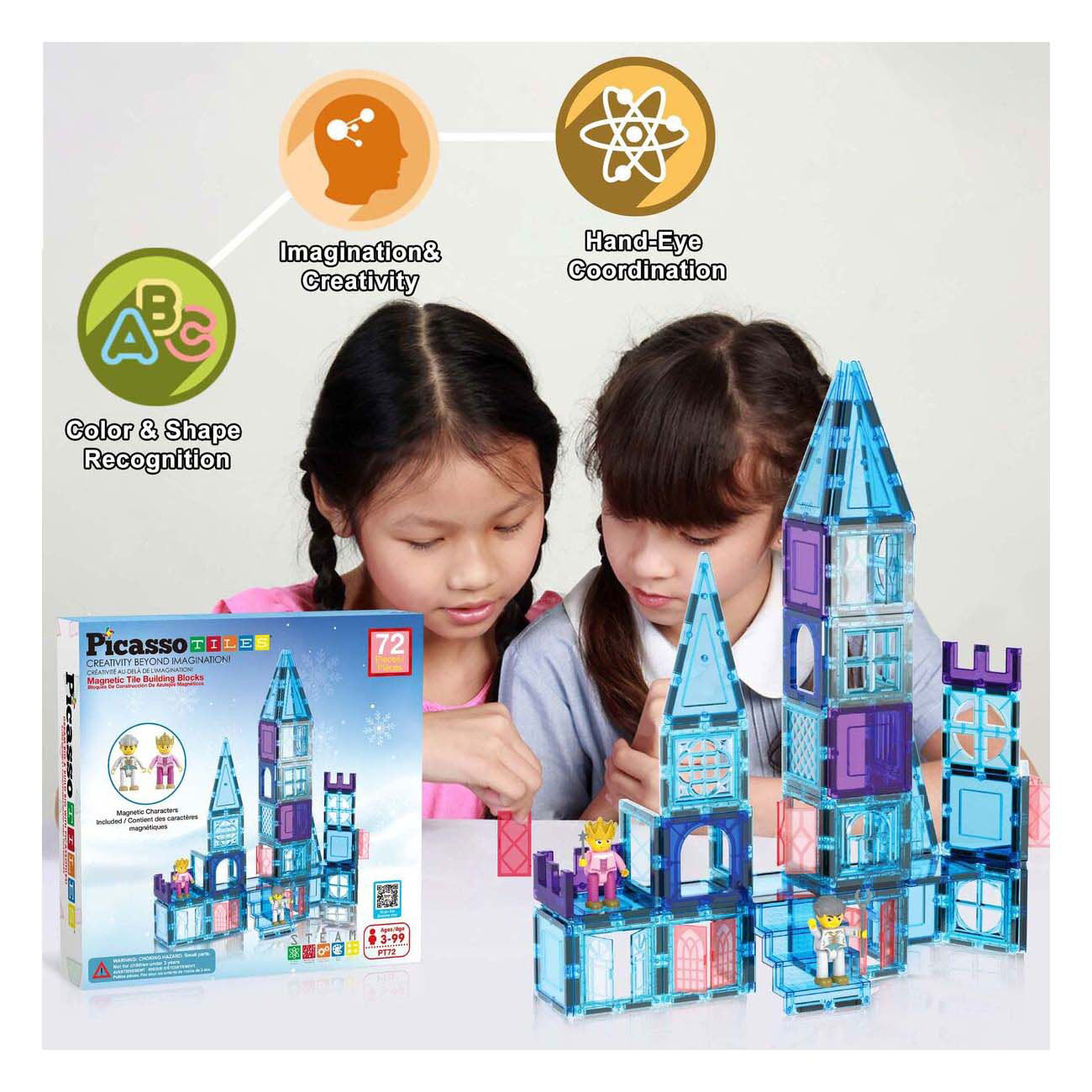 Selecta Picassotiles Winter Thème - Tiles de construction magnétique, 72dlg.