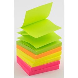 Notes pop-up office depot 76x76mm assorties néon zigzag repositionnables 100 feuilles