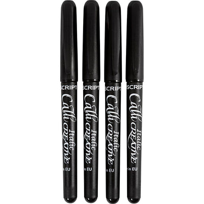 Marqueurs calligraphiques, épaisseur de ligne 1,4 + 2,5 + 3,6 + 4,8 mm, noir, 4 pièces 1 boîte