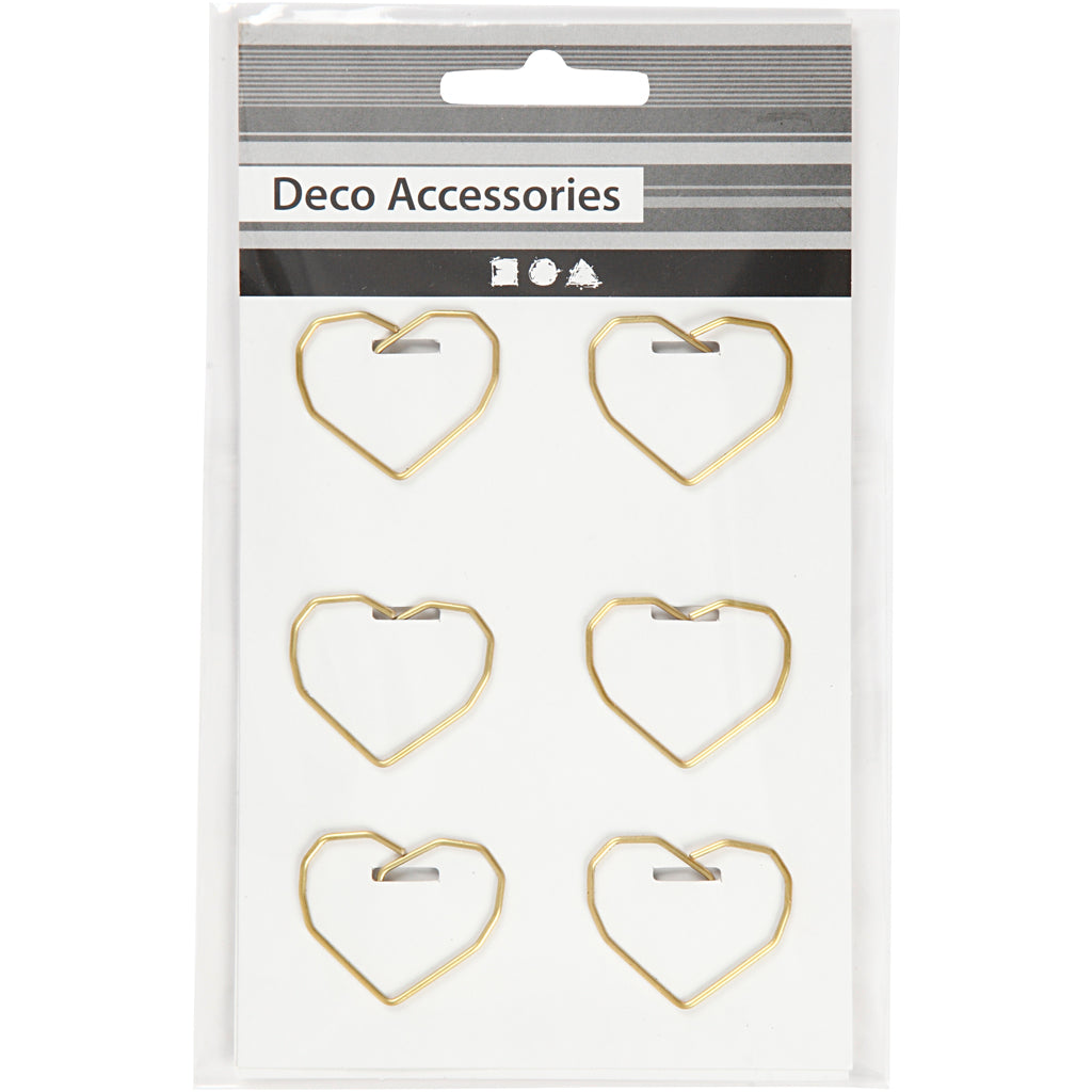 Clips d'entreprise Creativ, coeur, taille 30x20 mm, doré, 6 pièces 1 boîte
