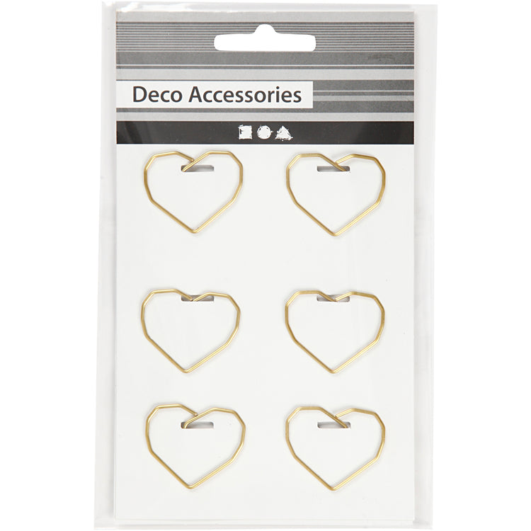 Clips d'entreprise Creativ, coeur, taille 30x20 mm, doré, 6 pièces 1 boîte