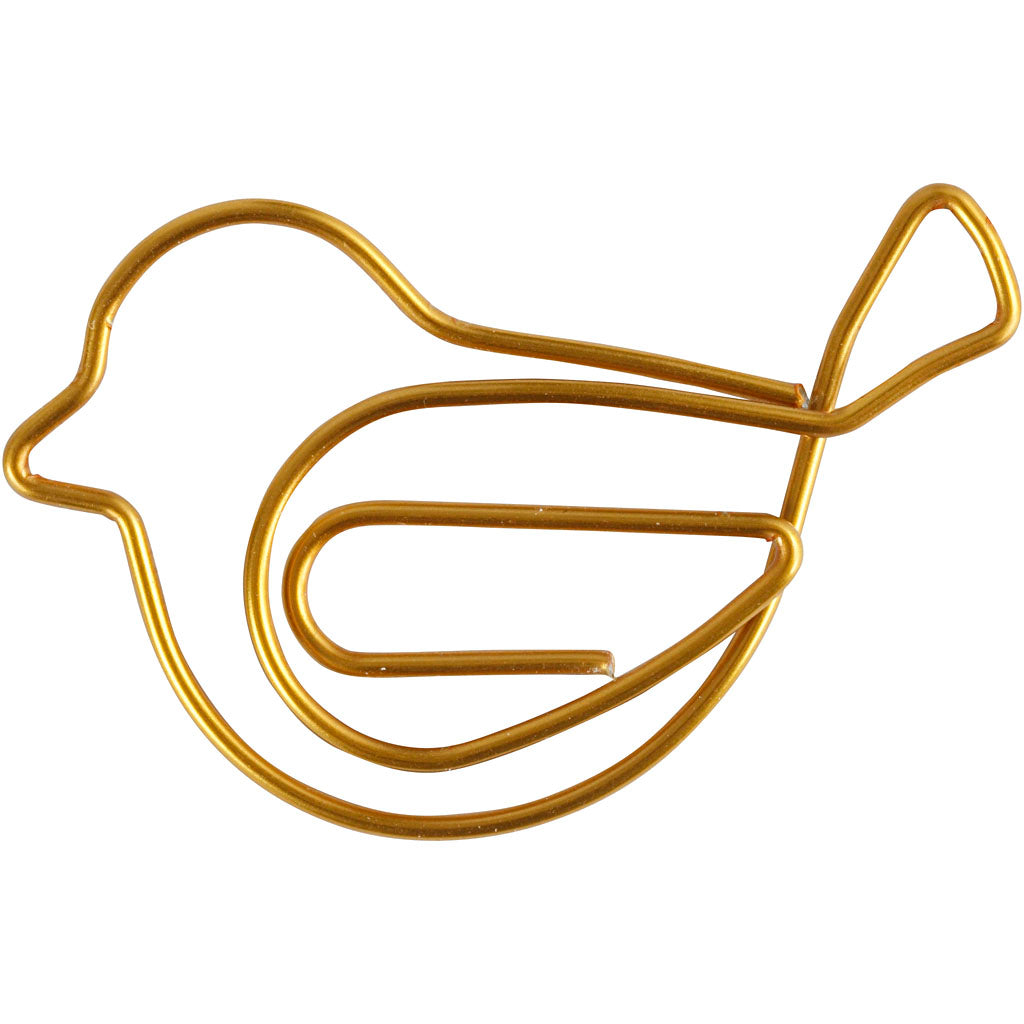 Clips Creativ company, oiseau, dim. 32x40 mm, doré, 6 pièces 1 boîte