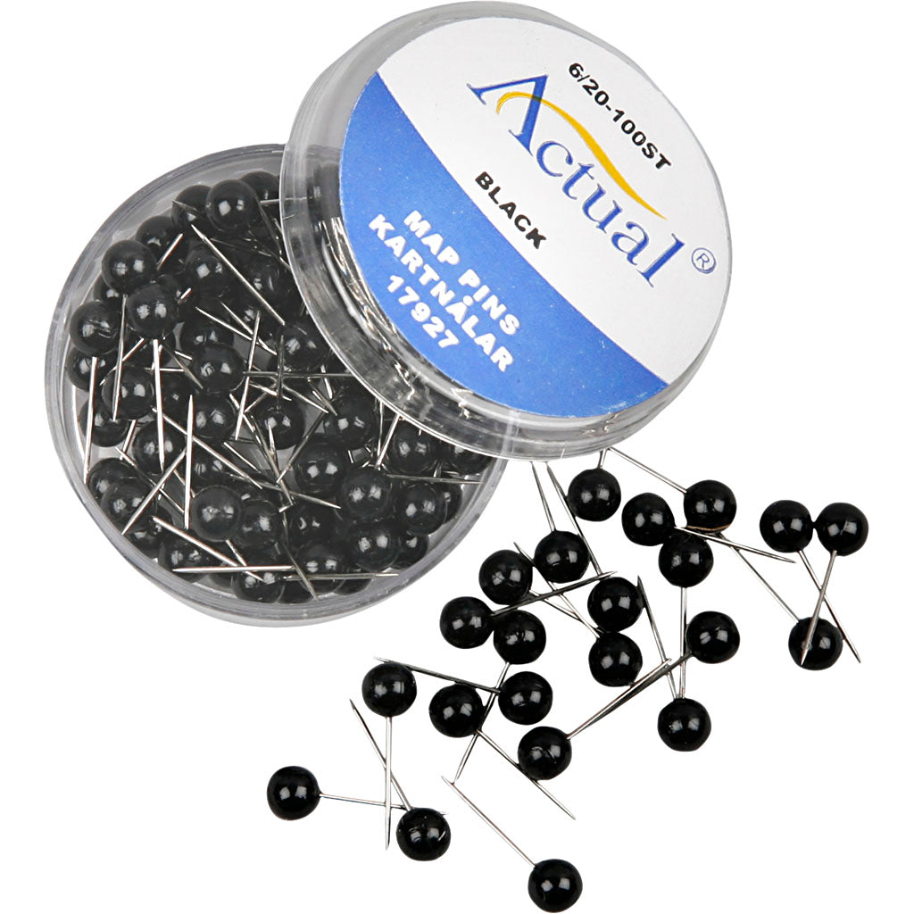 Pin's pour cartes d'entreprise Creativ, l: 17 mm, d 6 mm, noir, 100 pièces 1 boîte