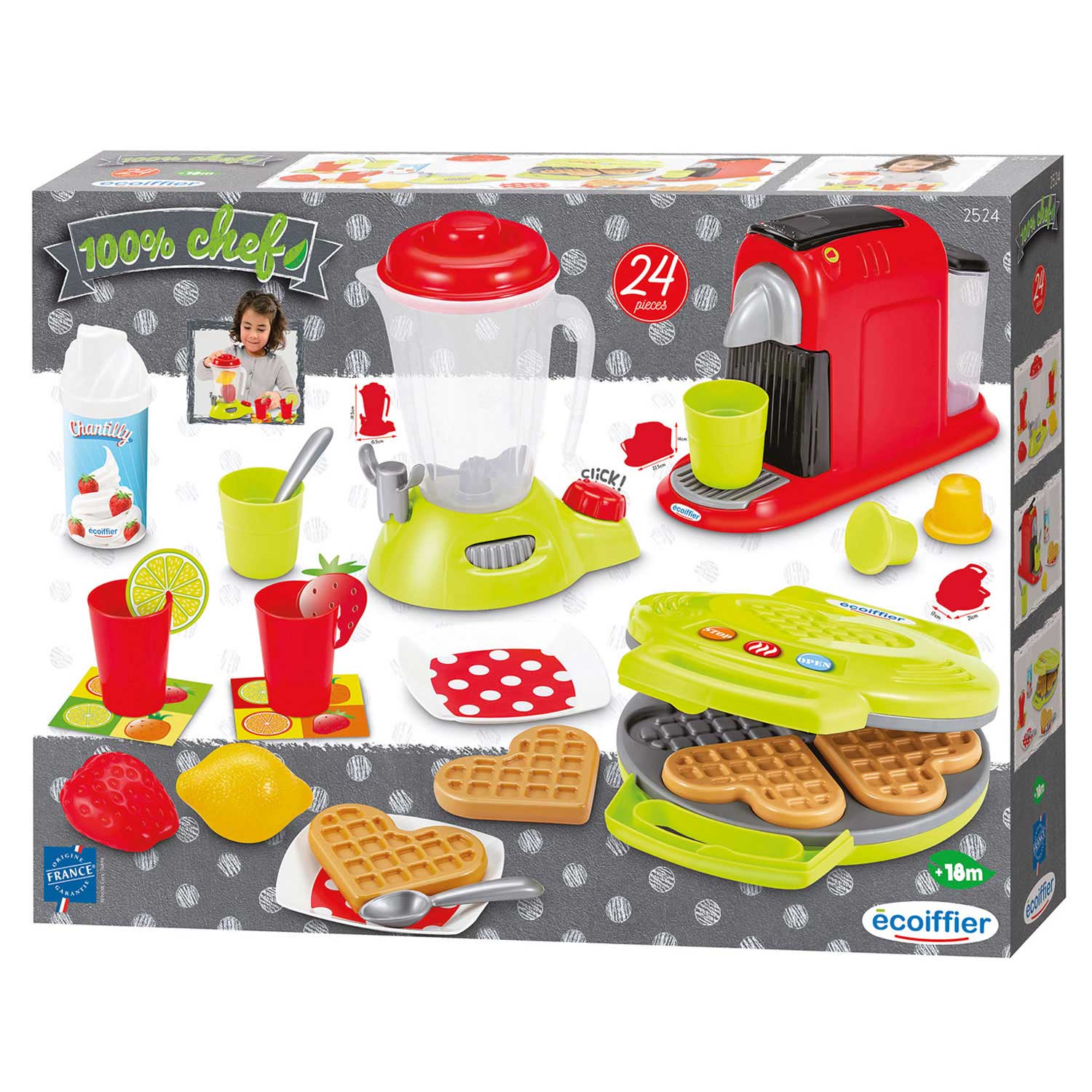 Ecoiffier 100% Chef Kitchen Appliances, 24DLG.