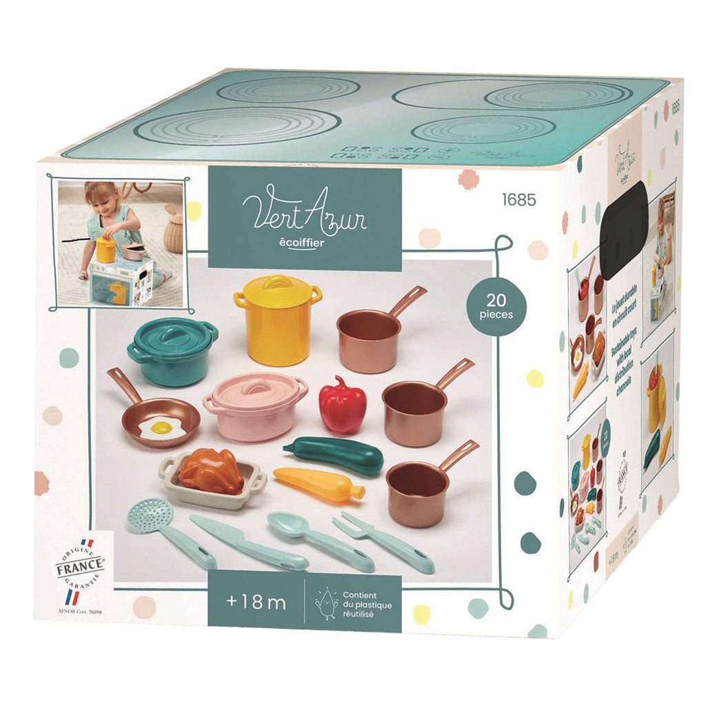 Ecoiffier Play Set Pans and PlayetS avec Cardboard Stove, 20DLG.