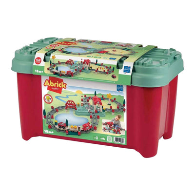 Abrick ecoiffier - jeu de construction voie ferrée, gare et accessoires, 140 pièces.