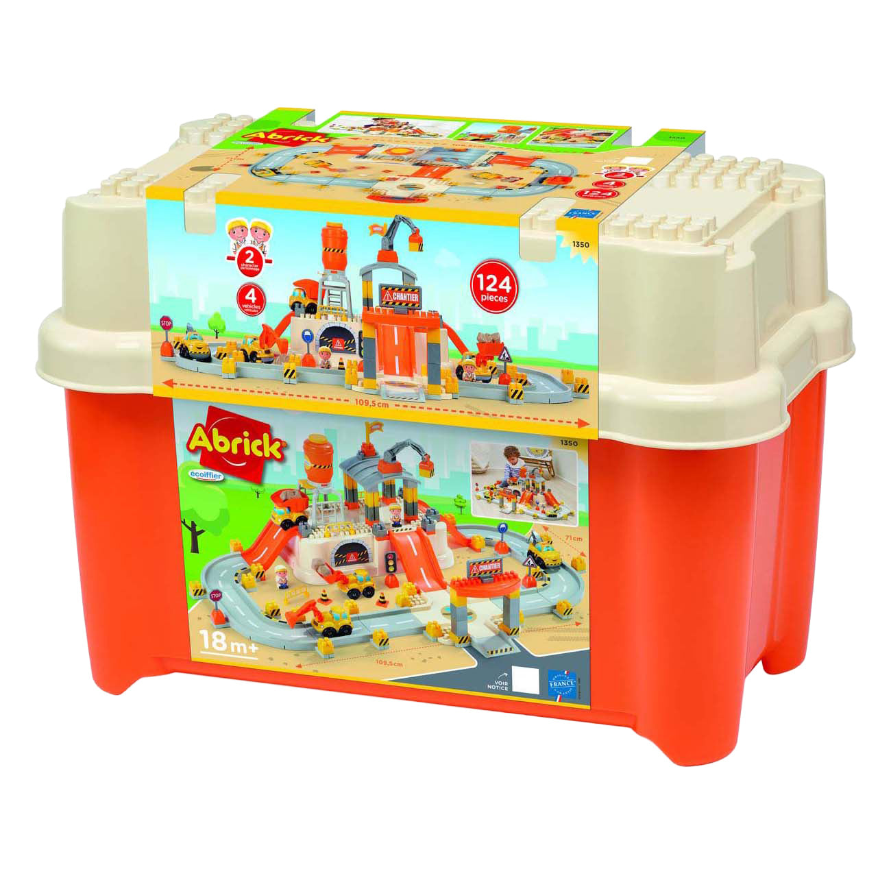 Abrick ecoiffier - jeu de construction complet avec accessoires, 124 pcs