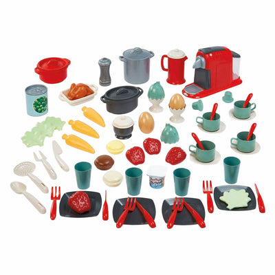 Vaisselle 100% chef Ecoiffier en coffret de rangement - 70 pièces.