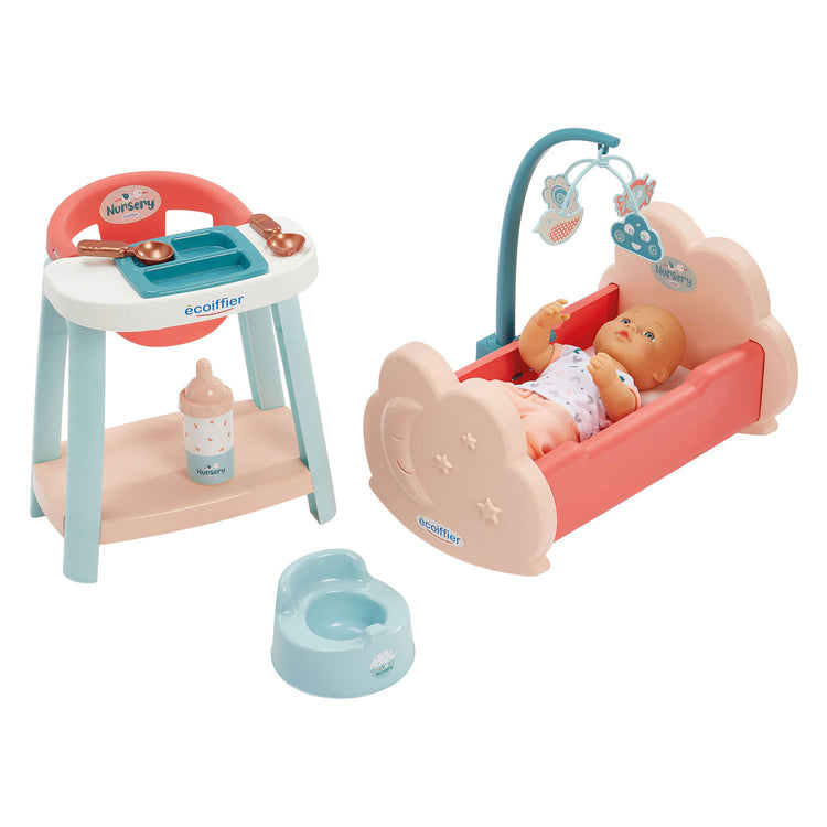 Chambre bébé 3en1 Ecoiffier avec poupon - 8 pièces.