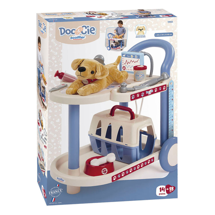 Chariot vétérinaire Ecoiffier doc cie avec chien - 14 pcs.