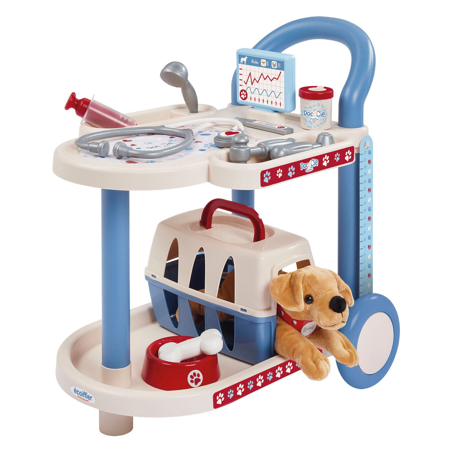 Chariot vétérinaire Ecoiffier doc cie avec chien - 14 pcs.