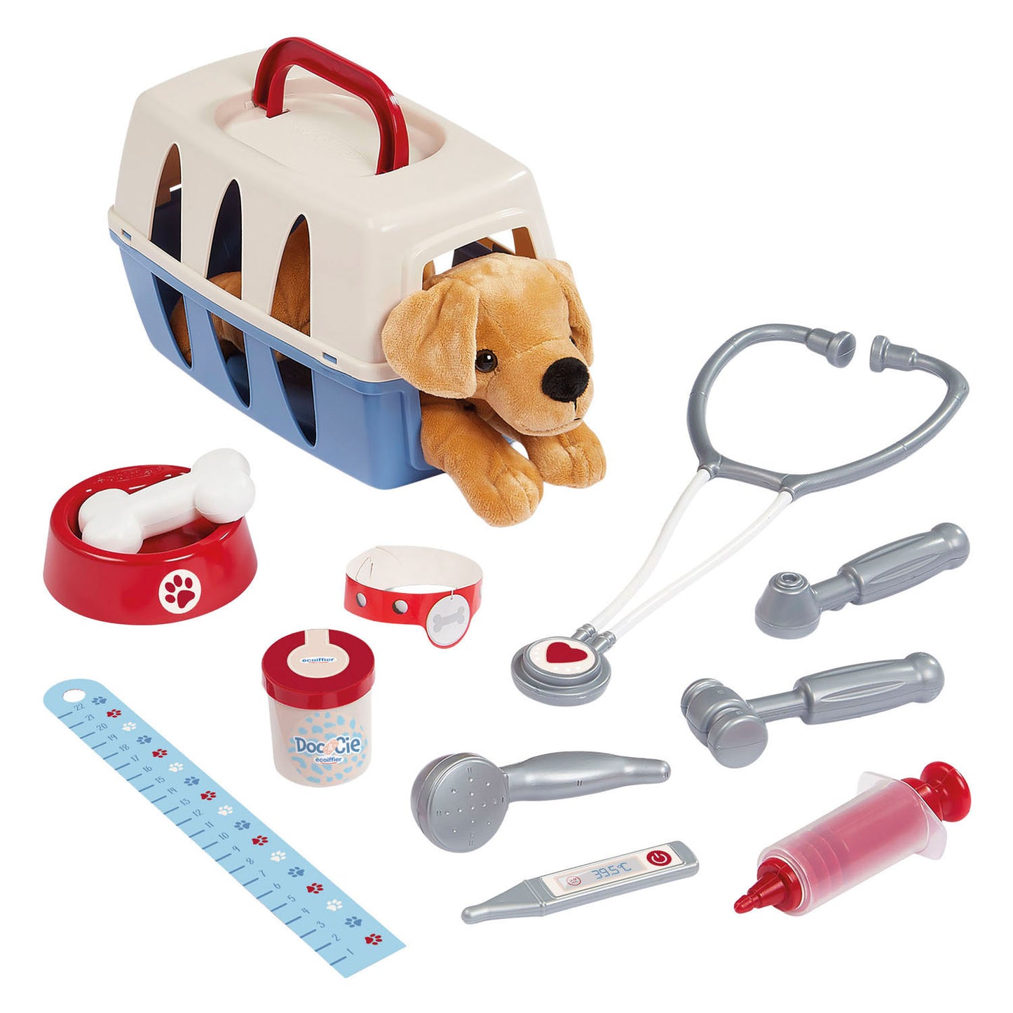 Chariot vétérinaire Ecoiffier doc cie avec chien - 14 pcs.