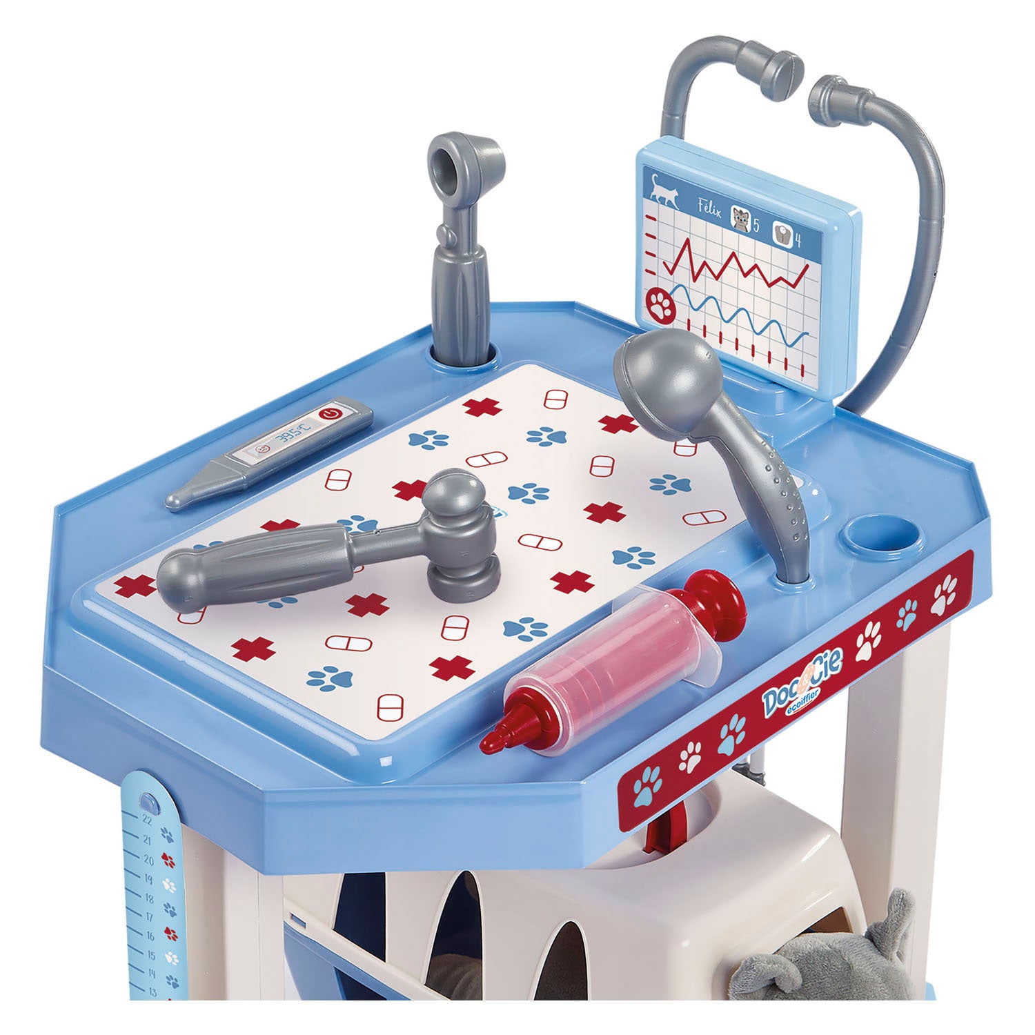 Chariot vétérinaire Ecoiffier doc cie avec chat - 14 pcs.