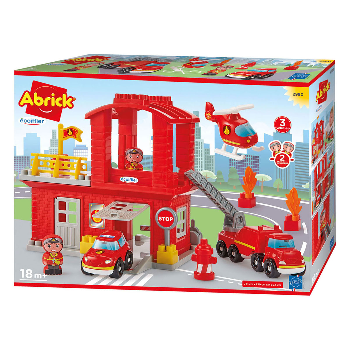 Caserne de pompiers Ecoiffier Abrick avec 3 véhicules