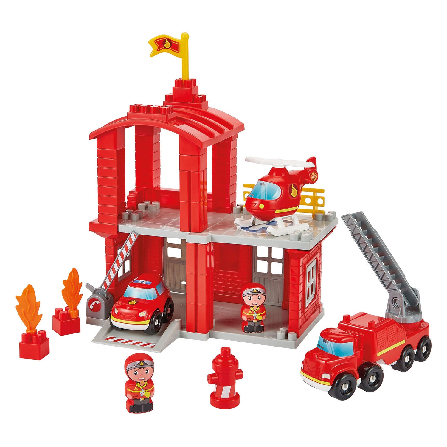 Caserne de pompiers Ecoiffier Abrick avec 3 véhicules