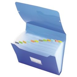 Chemise à documents od pp 180g m2 a4 33x24cm bleu fermeture élastique onglets index 13 compartiments