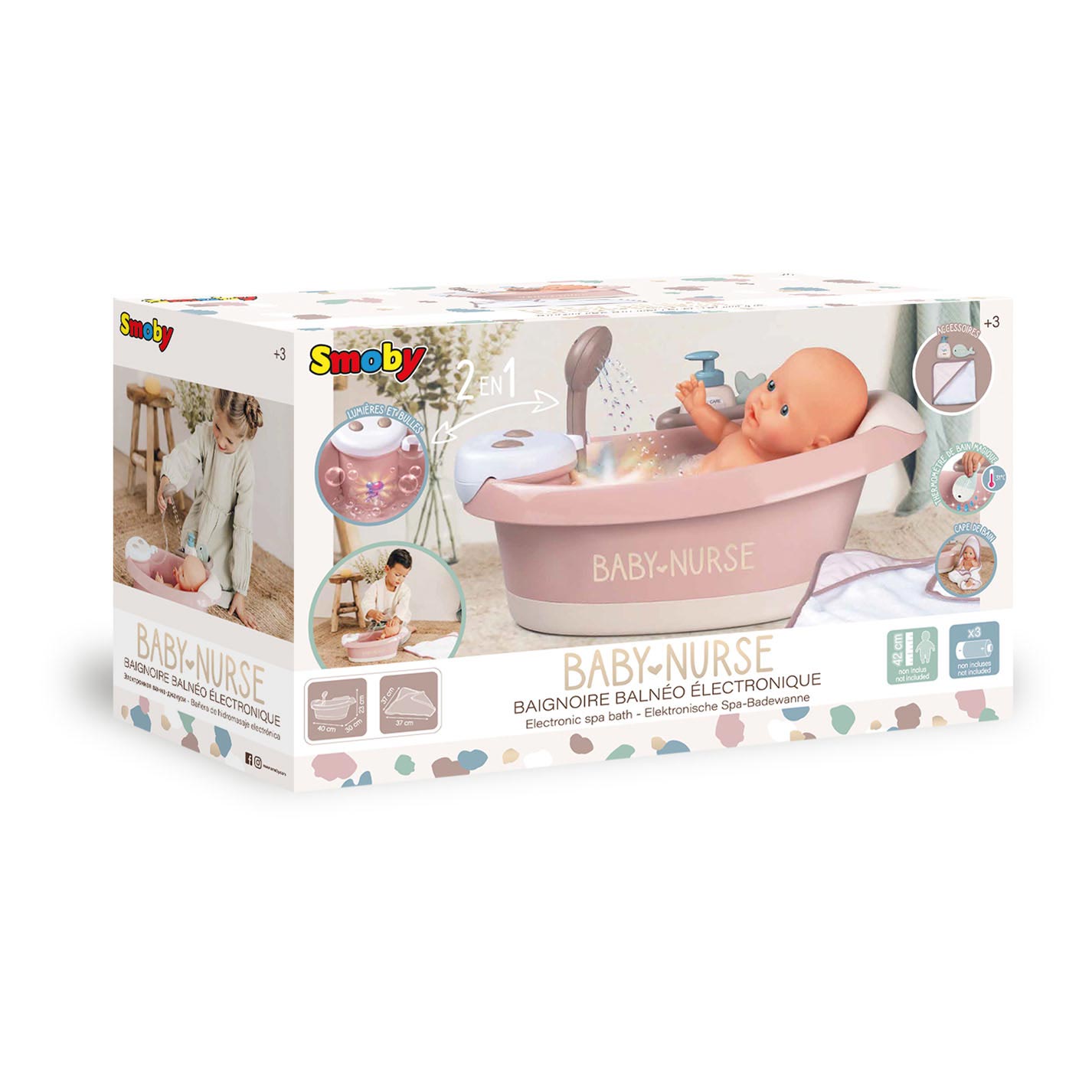 Smoby - Baby Nurse Bath avec fonctions et accessoires 3DLG.