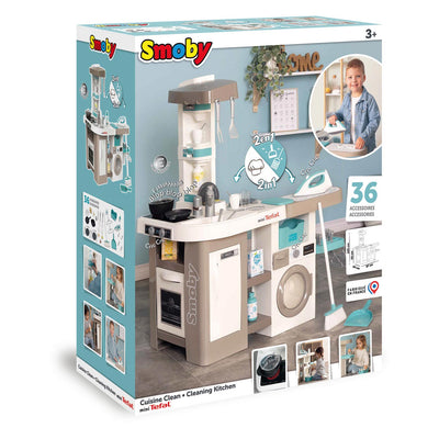 Smoby Tefal Kitchen avec station ménage 36dlg.