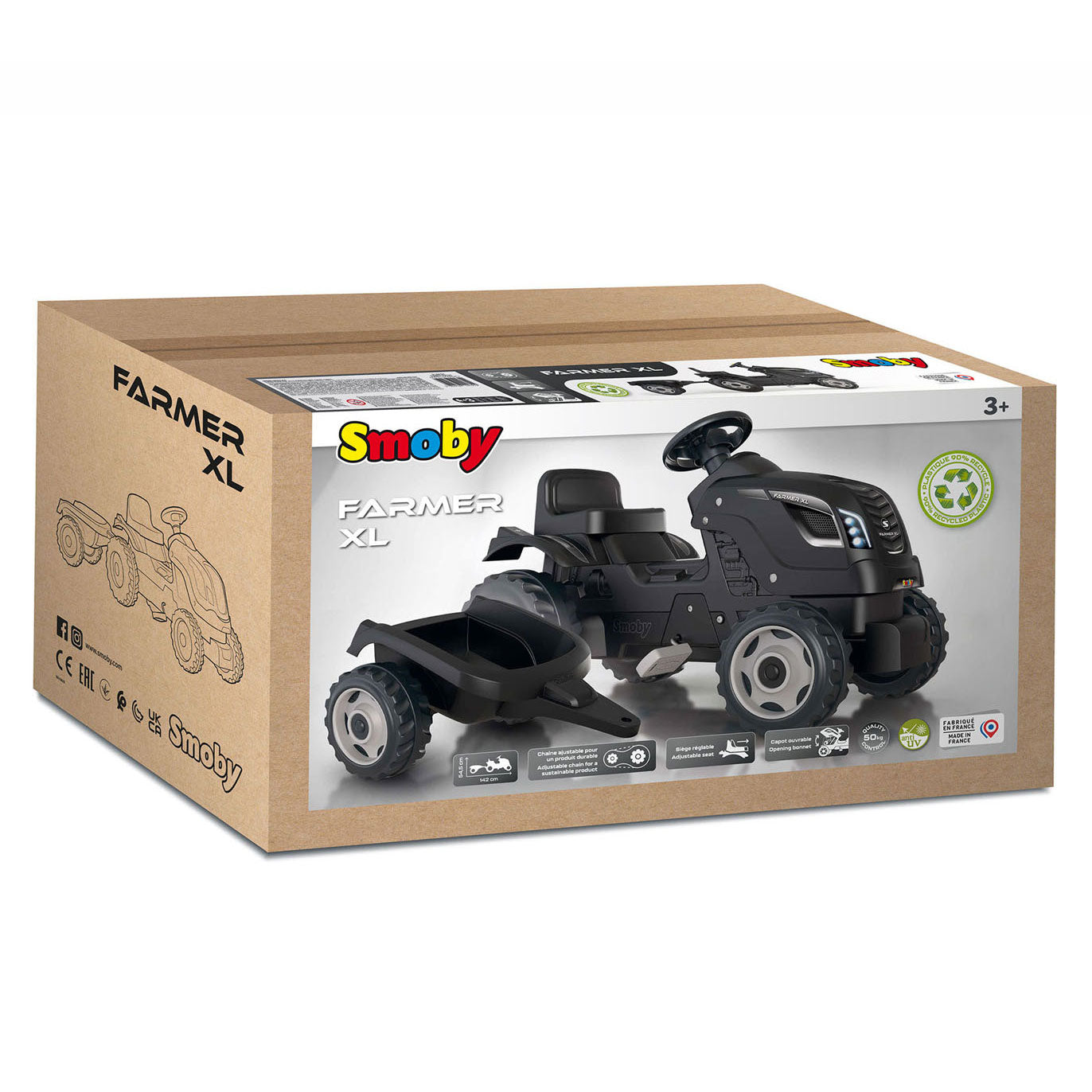 Smoby Farmer XL Stepractor avec remorque noir