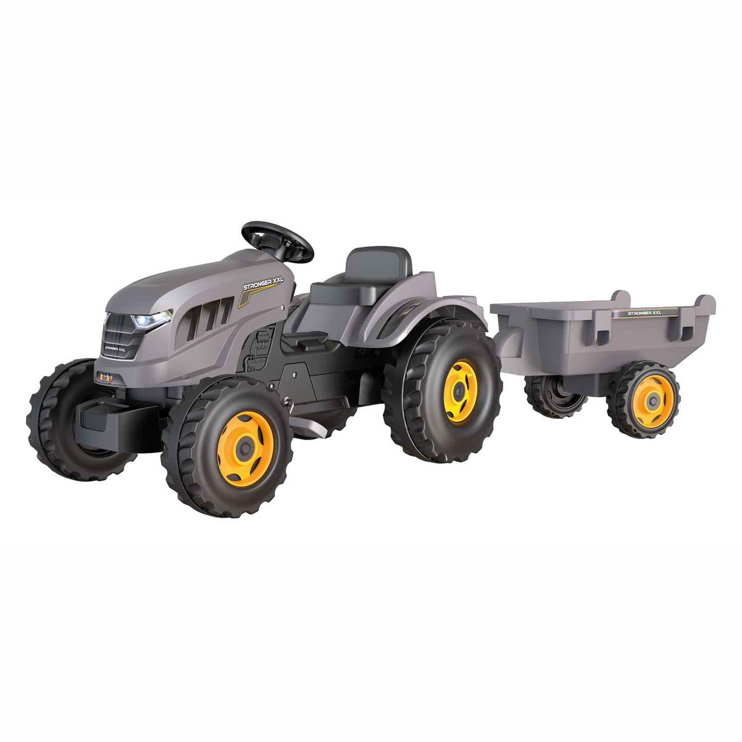 Smoby Stronce plus fort tracteur à pédale avec gris remorque
