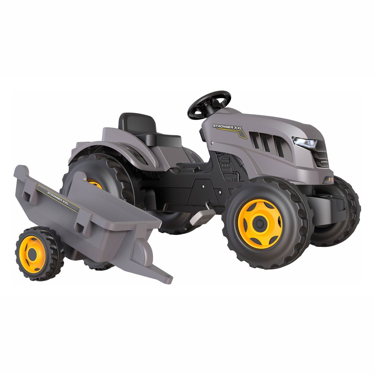 Smoby Stronce plus fort tracteur à pédale avec gris remorque