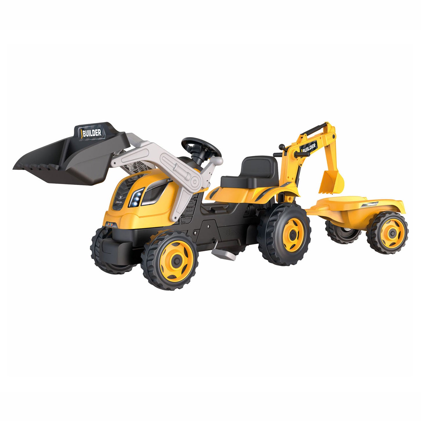 Smoby Builder Max Excavator Tracteur avec remorque jaune