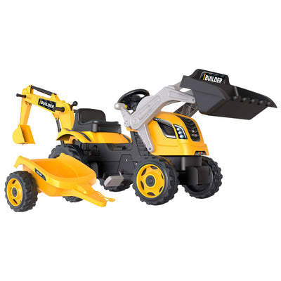 Smoby Builder Max Excavator Tracteur avec remorque jaune