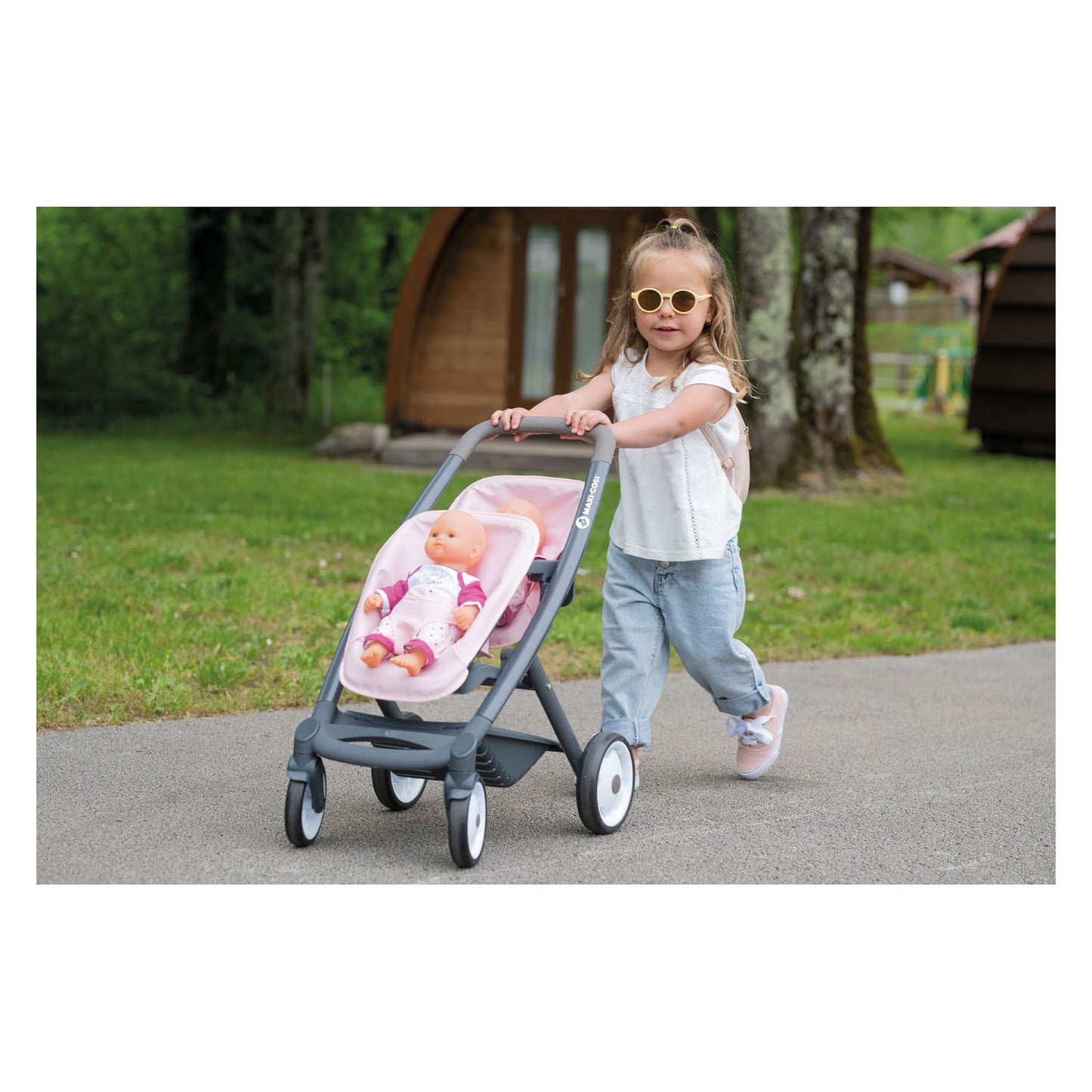 Smoby - Pram de poupée maxi -cosi pour 2 poupées
