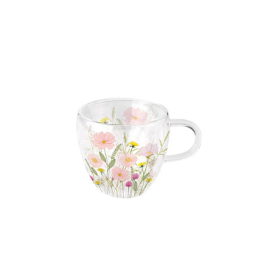 Ambiente verre à double paroi fleurs pastel rose