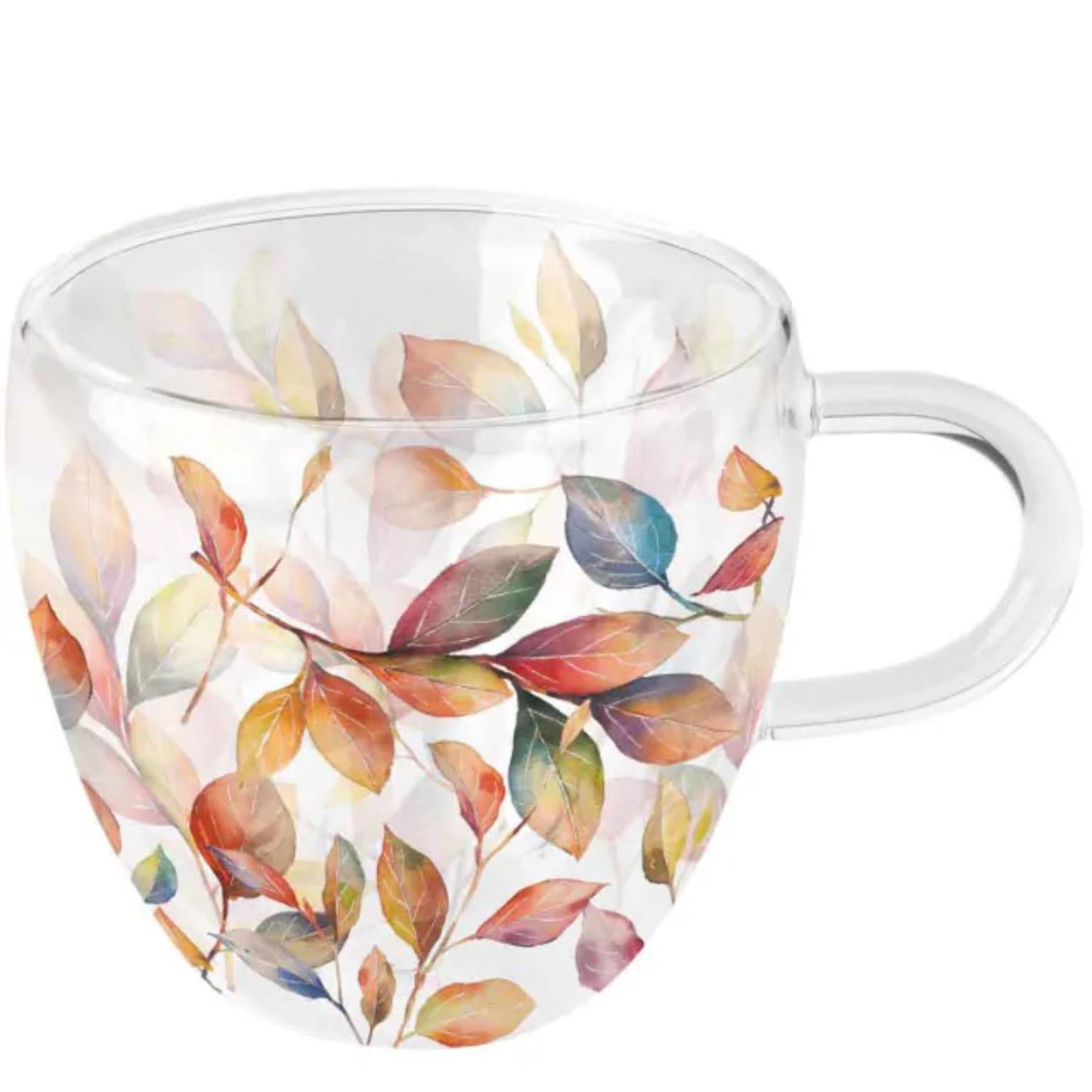 Ambiente verre double paroi feuilles colorées 200ml dia10x9.5cm