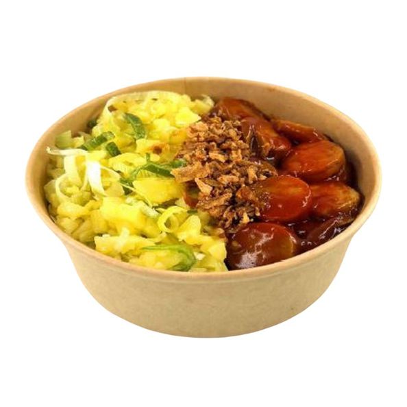 Menu complet de pommes de terre. saucisse au curry de poireaux 270 gr. a8