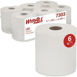 Lingettes Wypall L20 Airflex 2 couches blanches pack 6 pièces