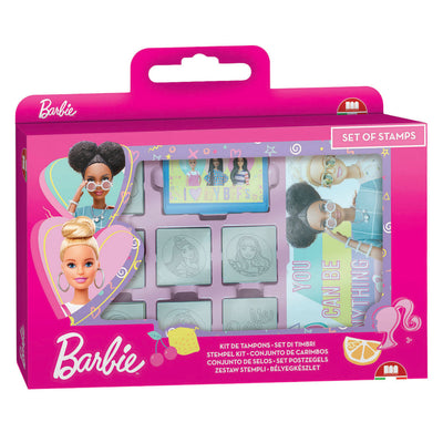 Tampons en bois Mattel, carnet et feutres Barbie - 12 pcs.
