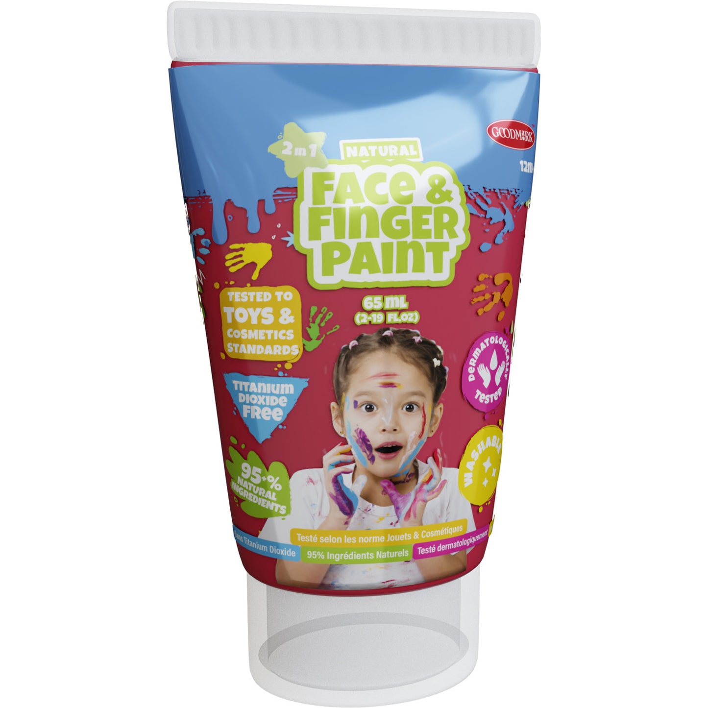 Boti Natural Face Fingerpaint Tube Red, 65 ml