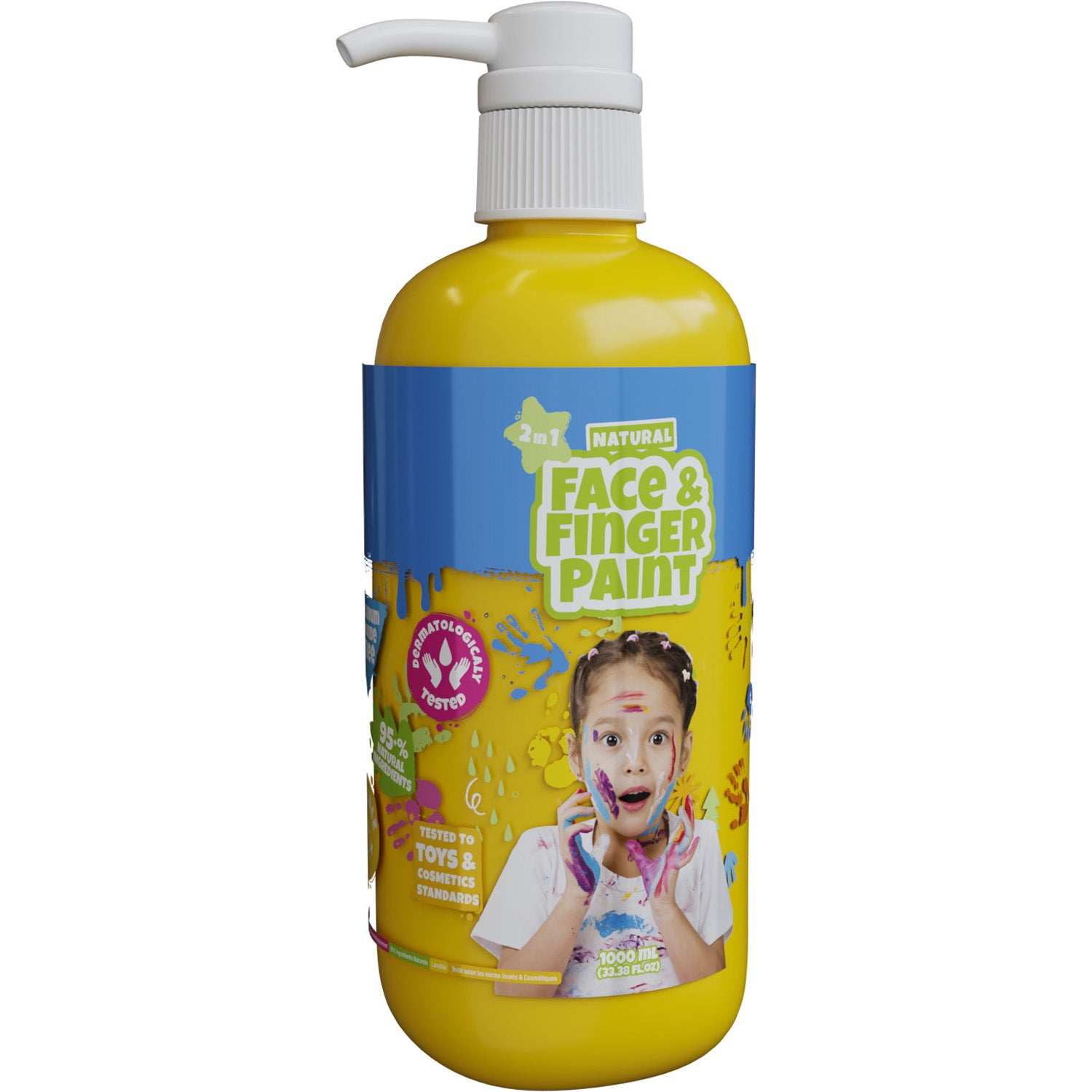 Boti Natural Face Fingerpaint Bottle avec pompe jaune, 1L
