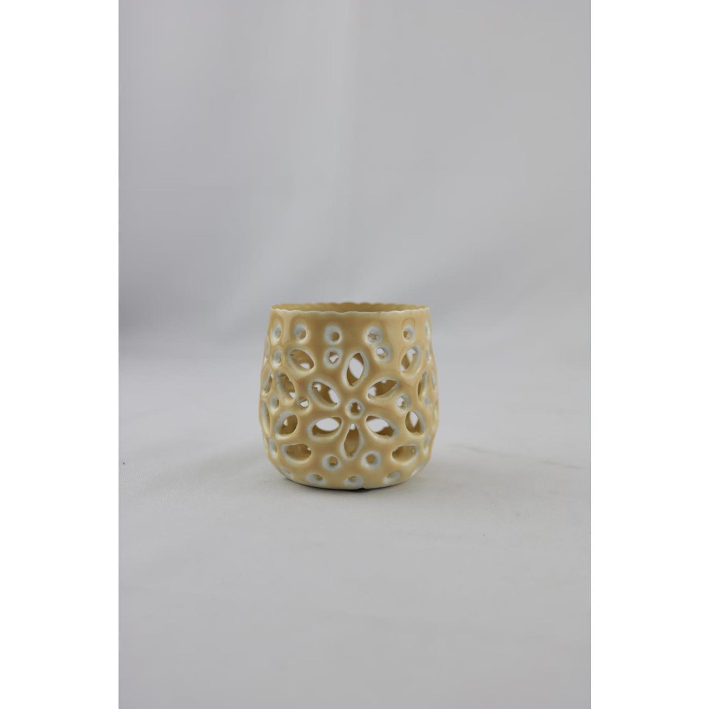 Photophore ambiance manoir beige 8x8x7cm
