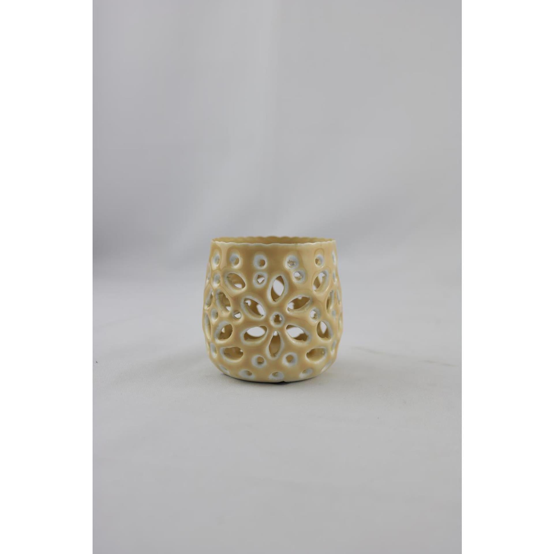 Photophore ambiance manoir beige 8x8x7cm