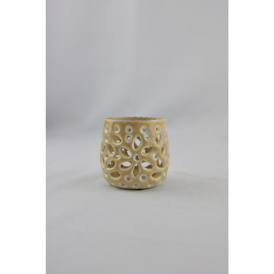 Photophore ambiance manoir beige 8x8x7cm
