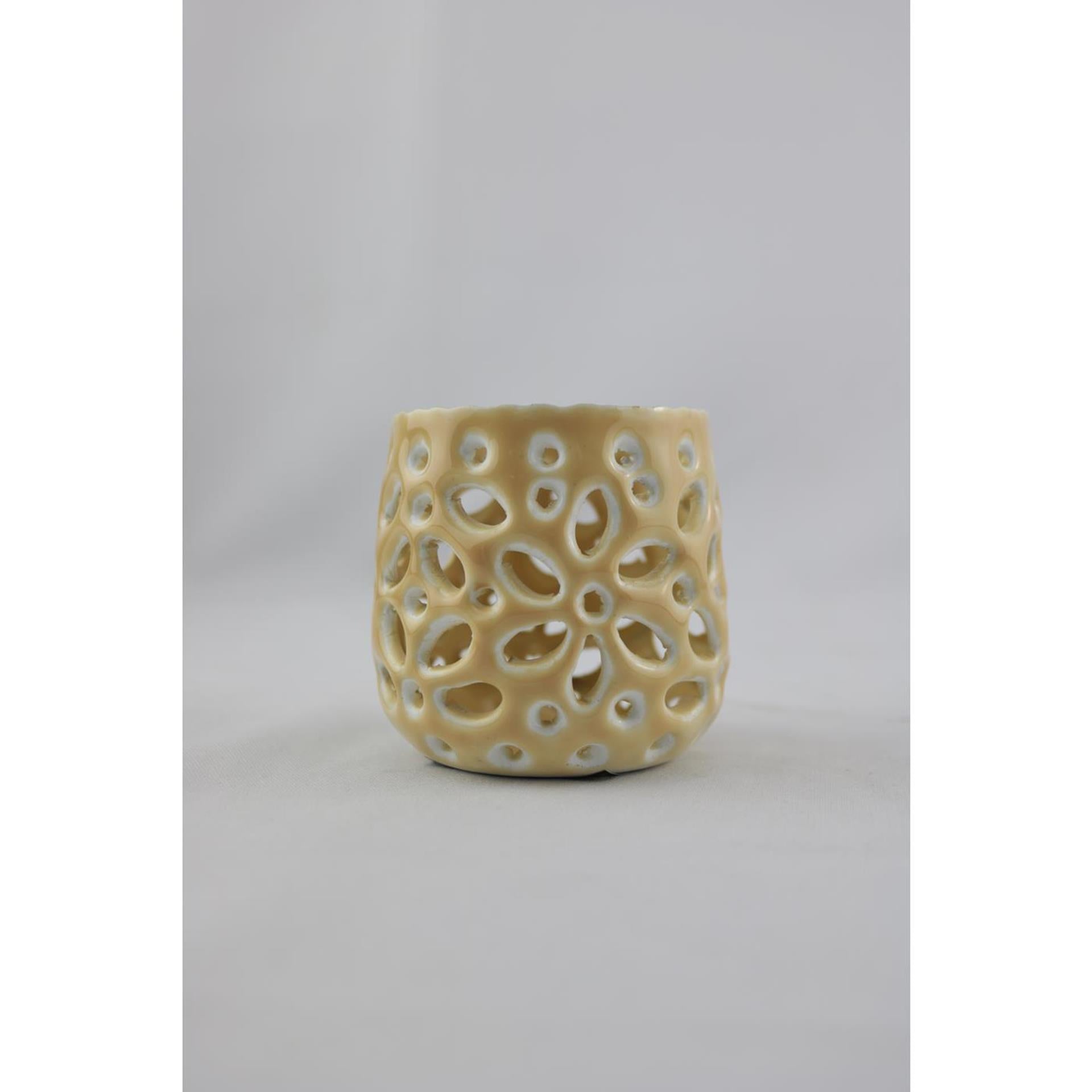 Photophore ambiance manoir beige 8x8x7cm