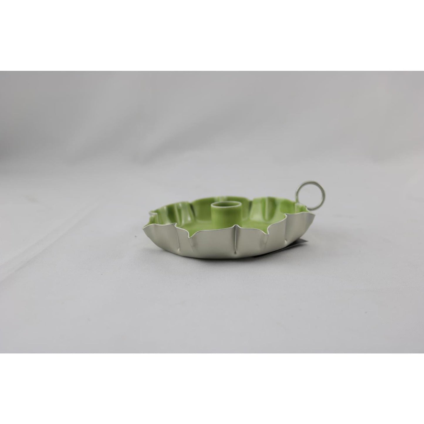 Bougeoir ambiance Manoir vert 14x13x4cm