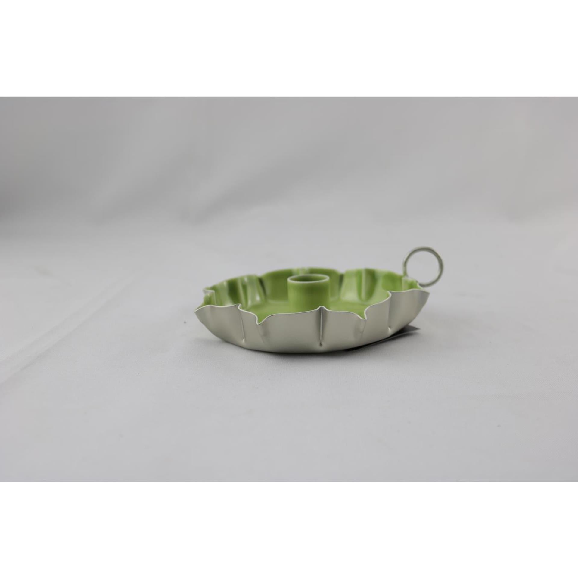 Bougeoir ambiance Manoir vert 14x13x4cm