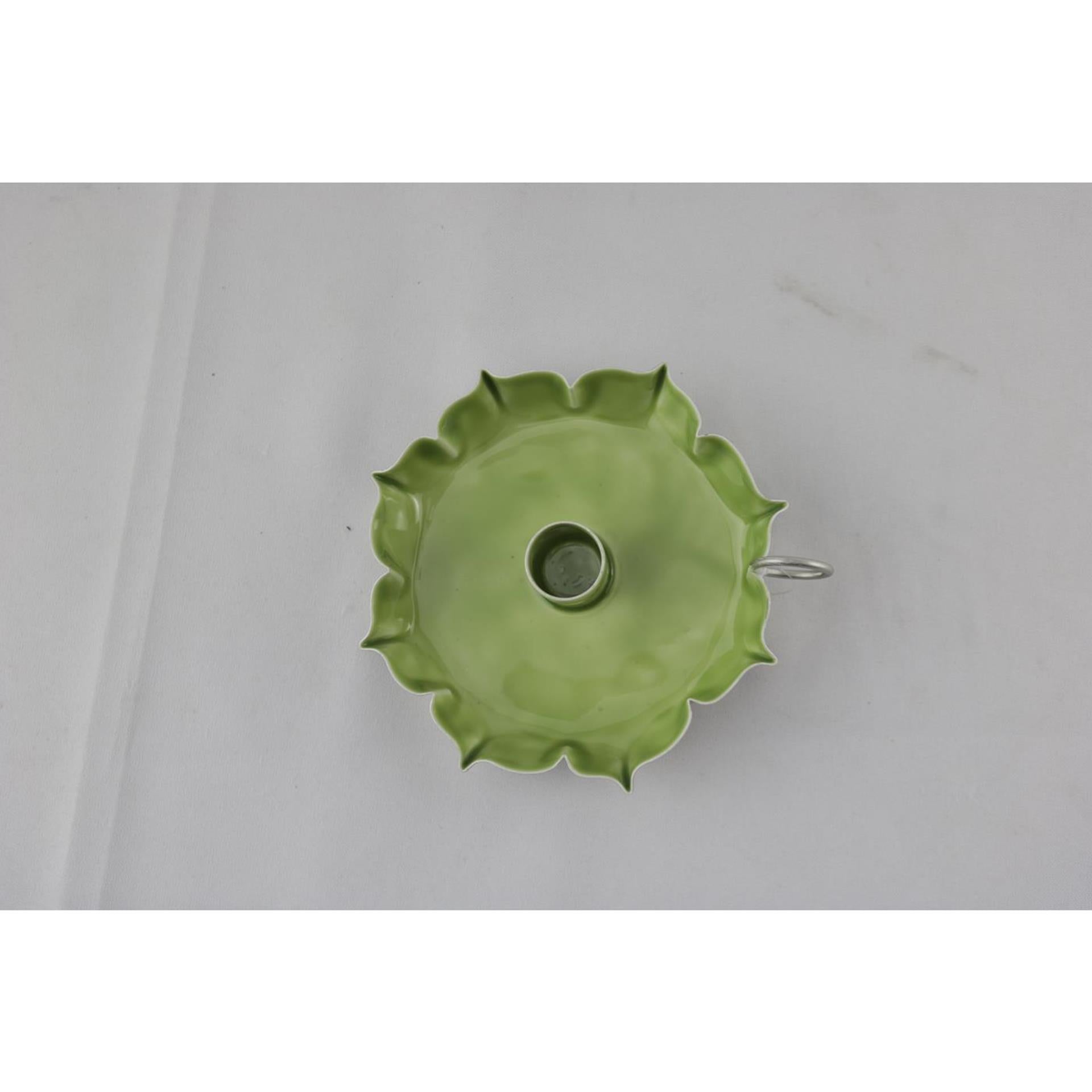 Bougeoir ambiance Manoir vert 14x13x4cm