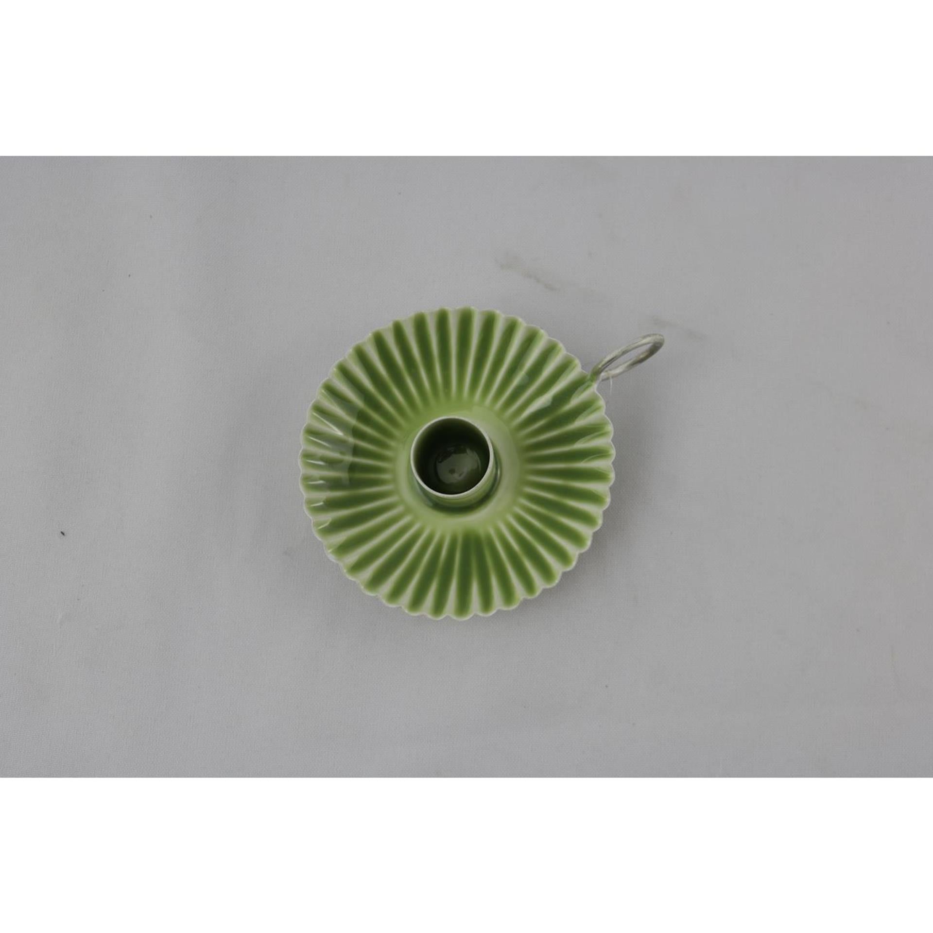 Bougeoir ambiance Manoir vert 11x9x3cm