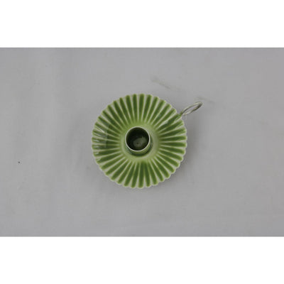 Bougeoir ambiance Manoir vert 11x9x3cm