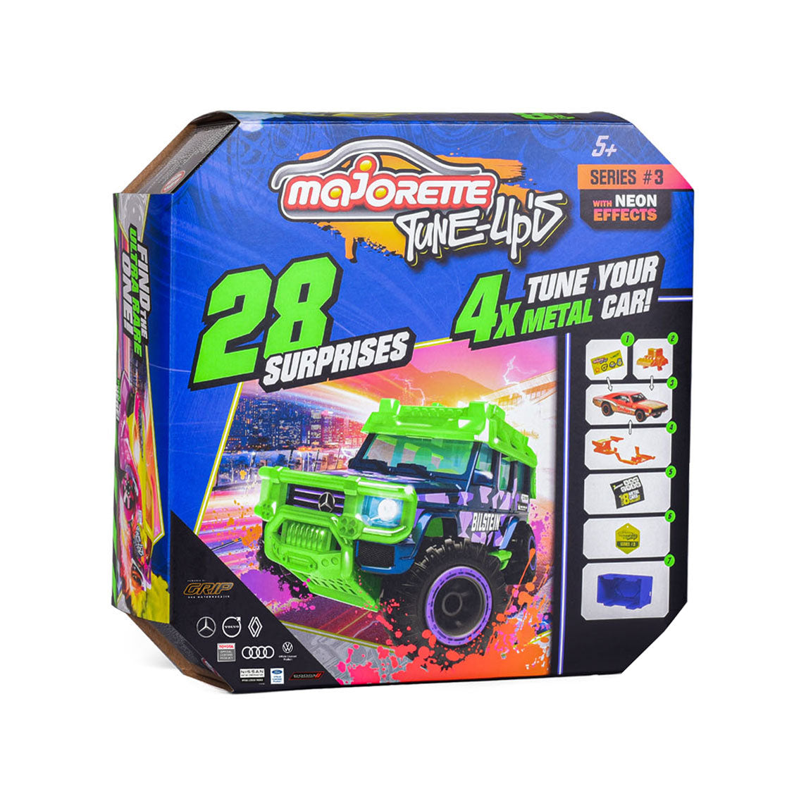 Les 3 voitures de course de Ting Up avec 28 surprises, ensemble de 4