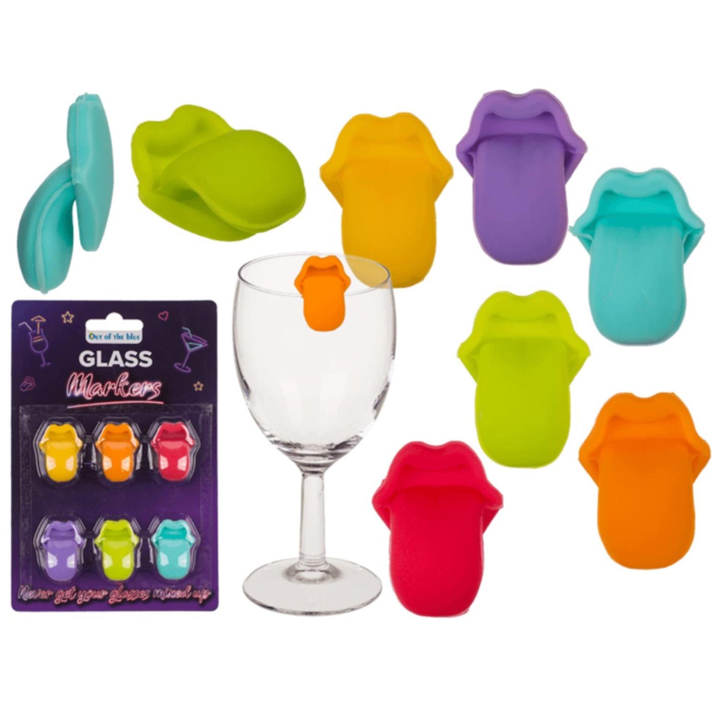 Ootb marqueurs de verre silicone 6 pièces sur carte