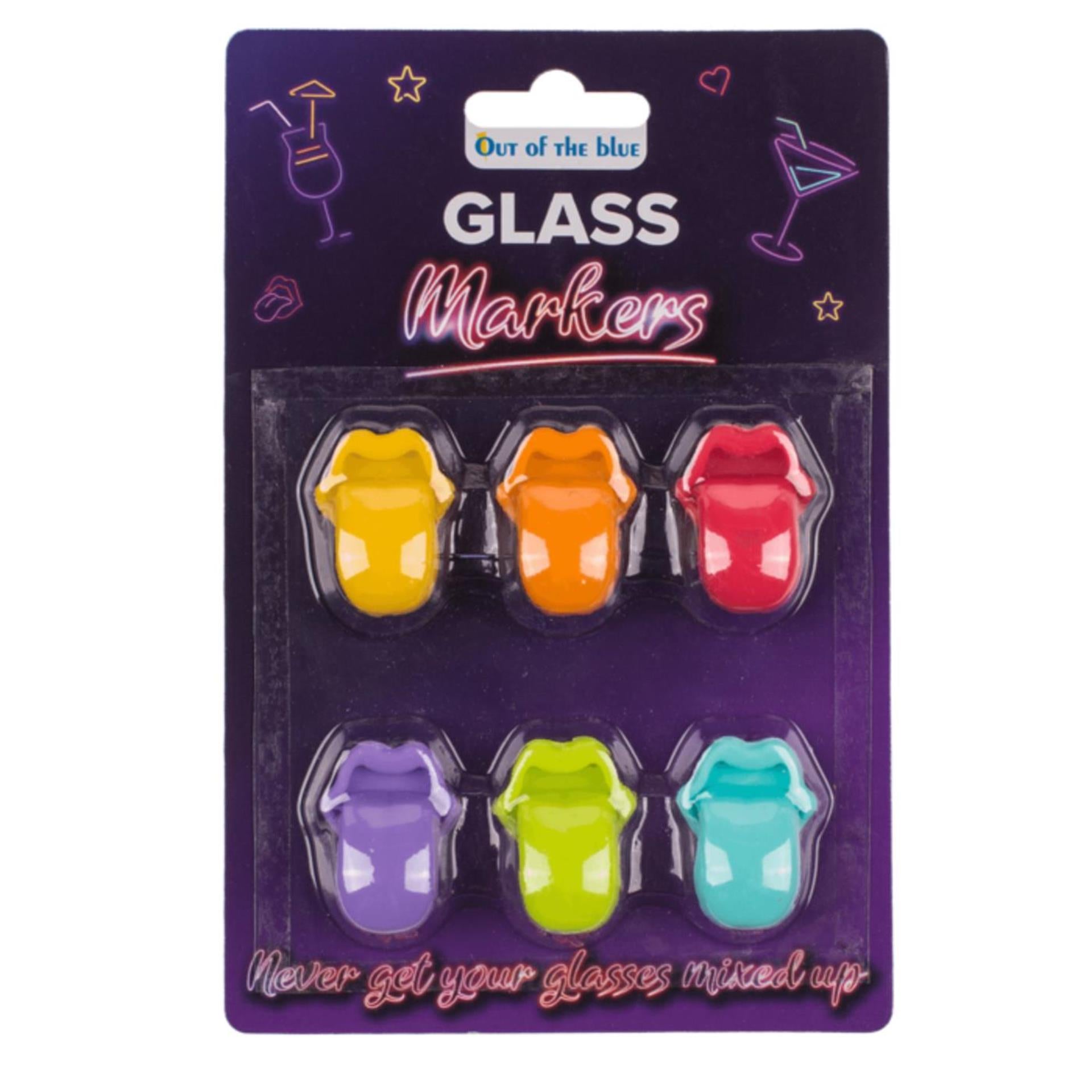 Ootb marqueurs de verre silicone 6 pièces sur carte