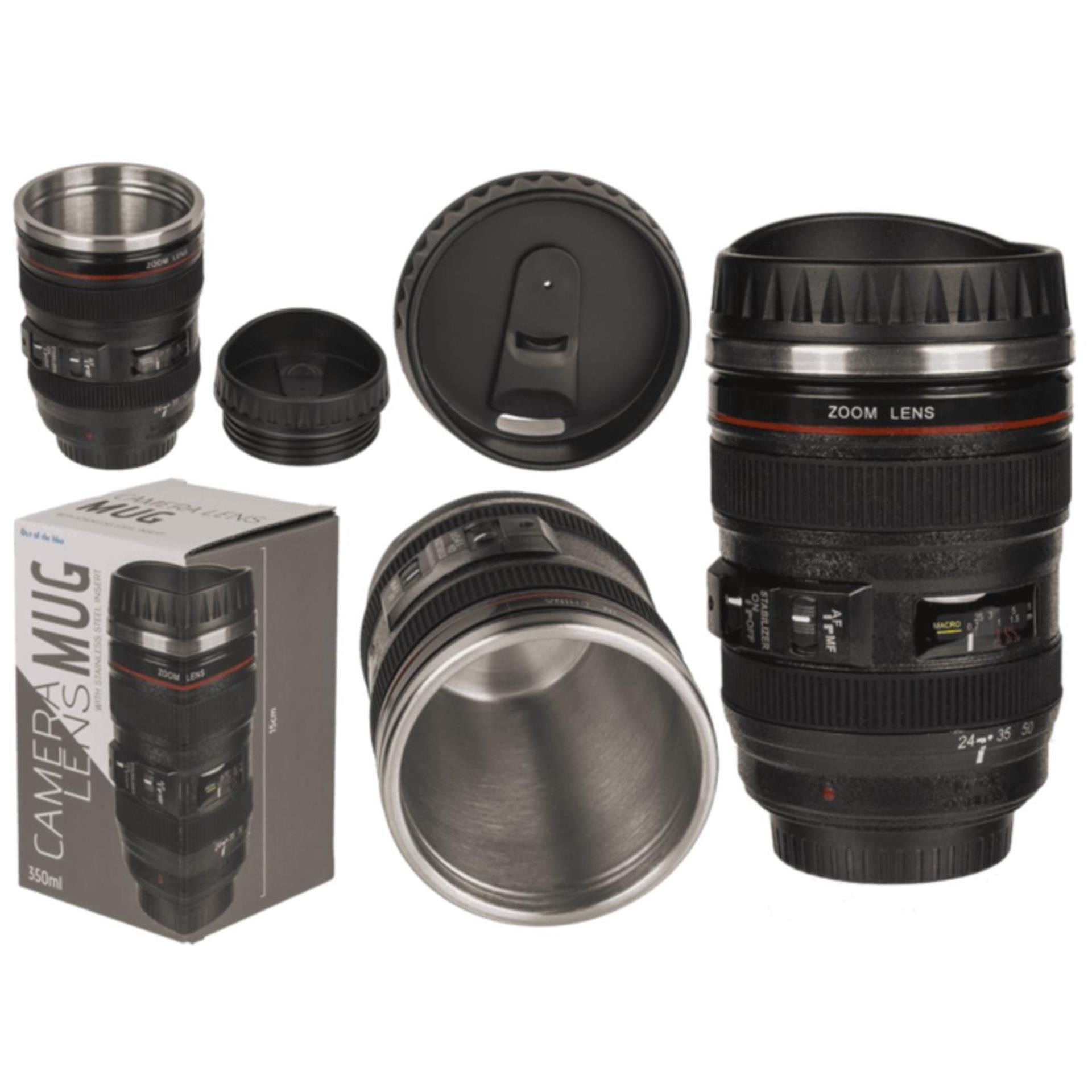 Ootb tasse de voyage objectif appareil photo acier inoxydable 15cm