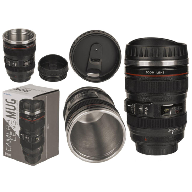 Ootb tasse de voyage objectif appareil photo acier inoxydable 15cm