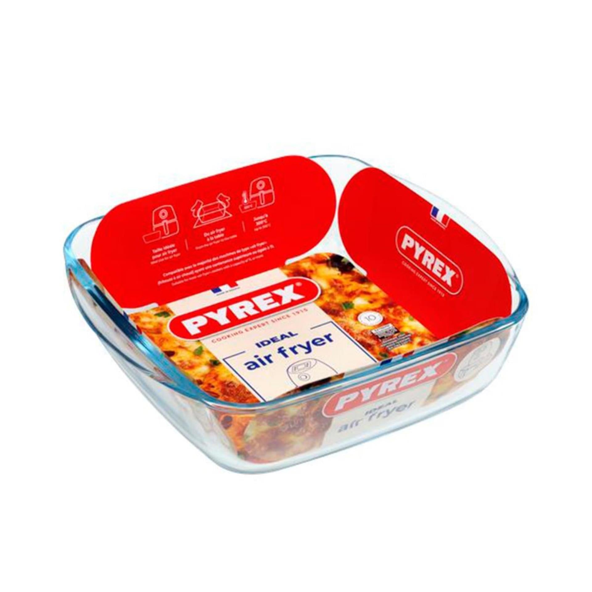 Plat de cuisson pour friteuse à air Pyrex 25x22x7 cm carré | 2 pièces